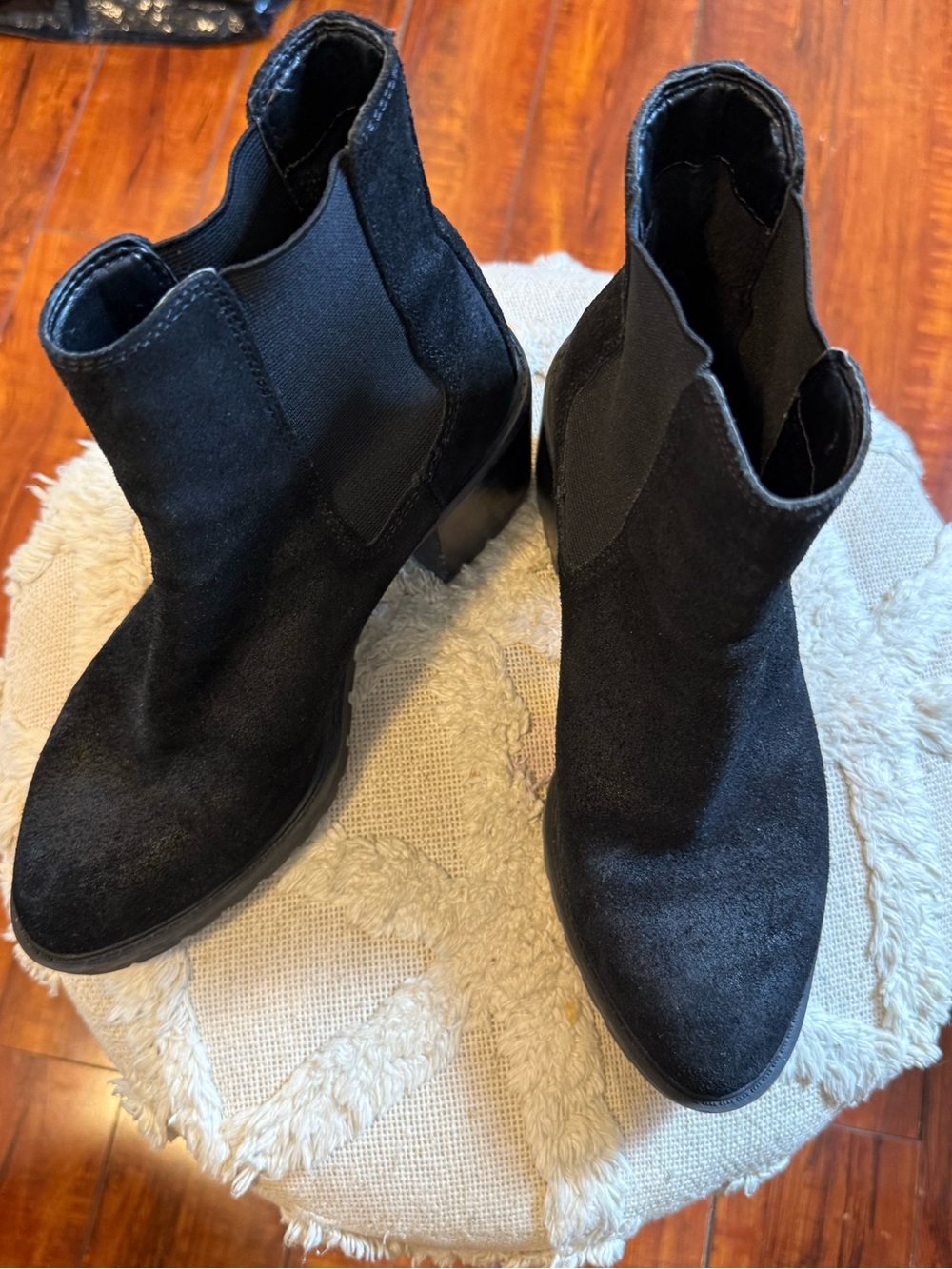 Vince Camuto Black Suede Chelsea Ankle Boots